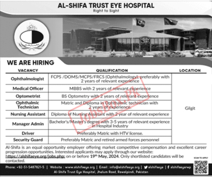 Al-Shifa Trust Eye Hospital Gilgit Jobs 2024