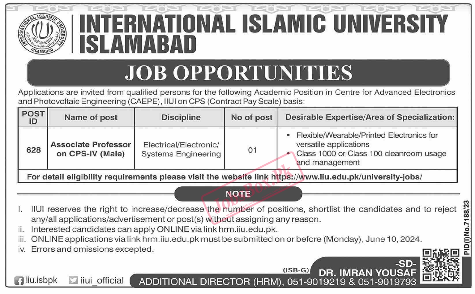 International Islamic University IIU Islamabad Jobs 2024