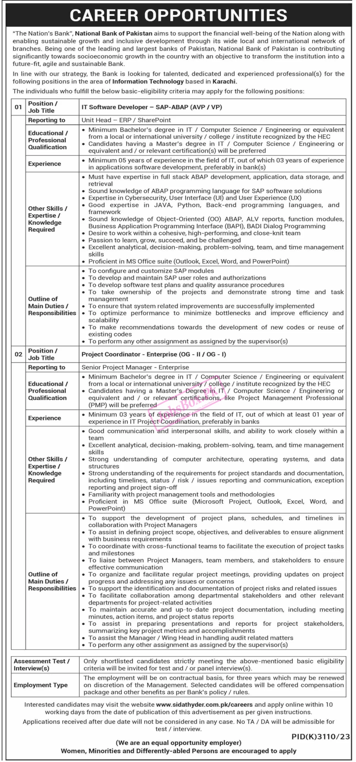 NBP Jobs 2024