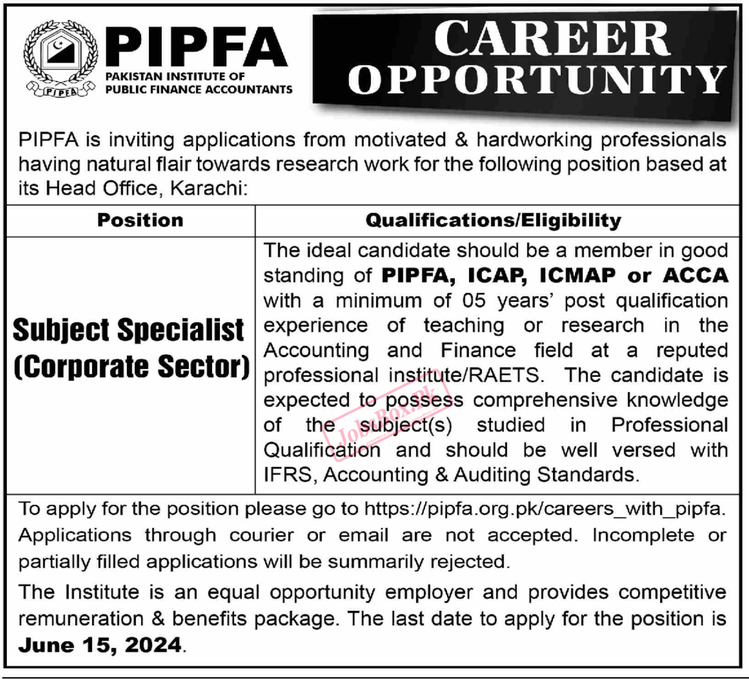 Pakistan Institute of Public Finance Accountants PIPFA Jobs 2024