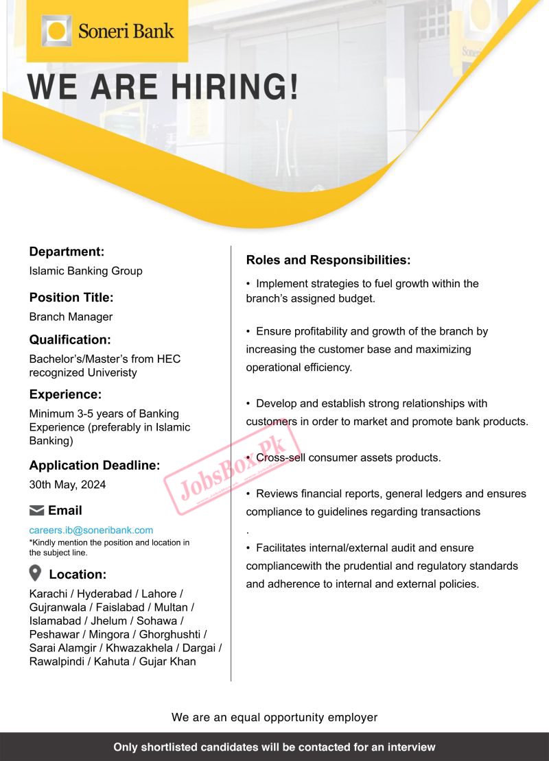 Soneri Bank Jobs 2024