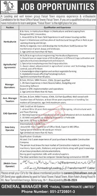 Faisal Town Private Limited Rawalpindi Jobs 2024