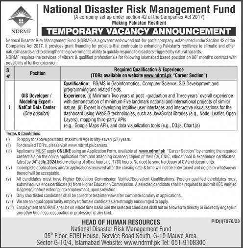 National Disaster Risk Management Fund (NDRMF) Jobs 2024